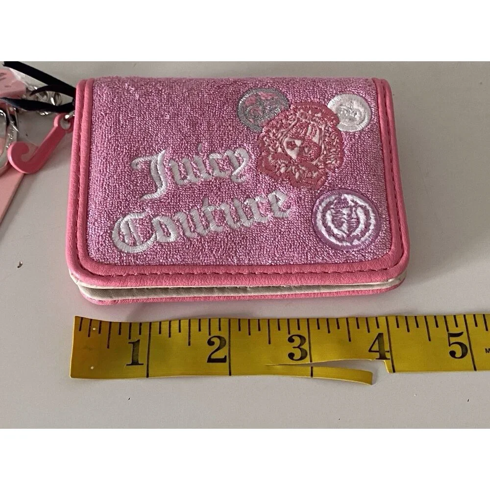 Juicy Couture Juicy Girl Rule Card Case FOB Wallet Pink Cherry Blossom Terry NEW